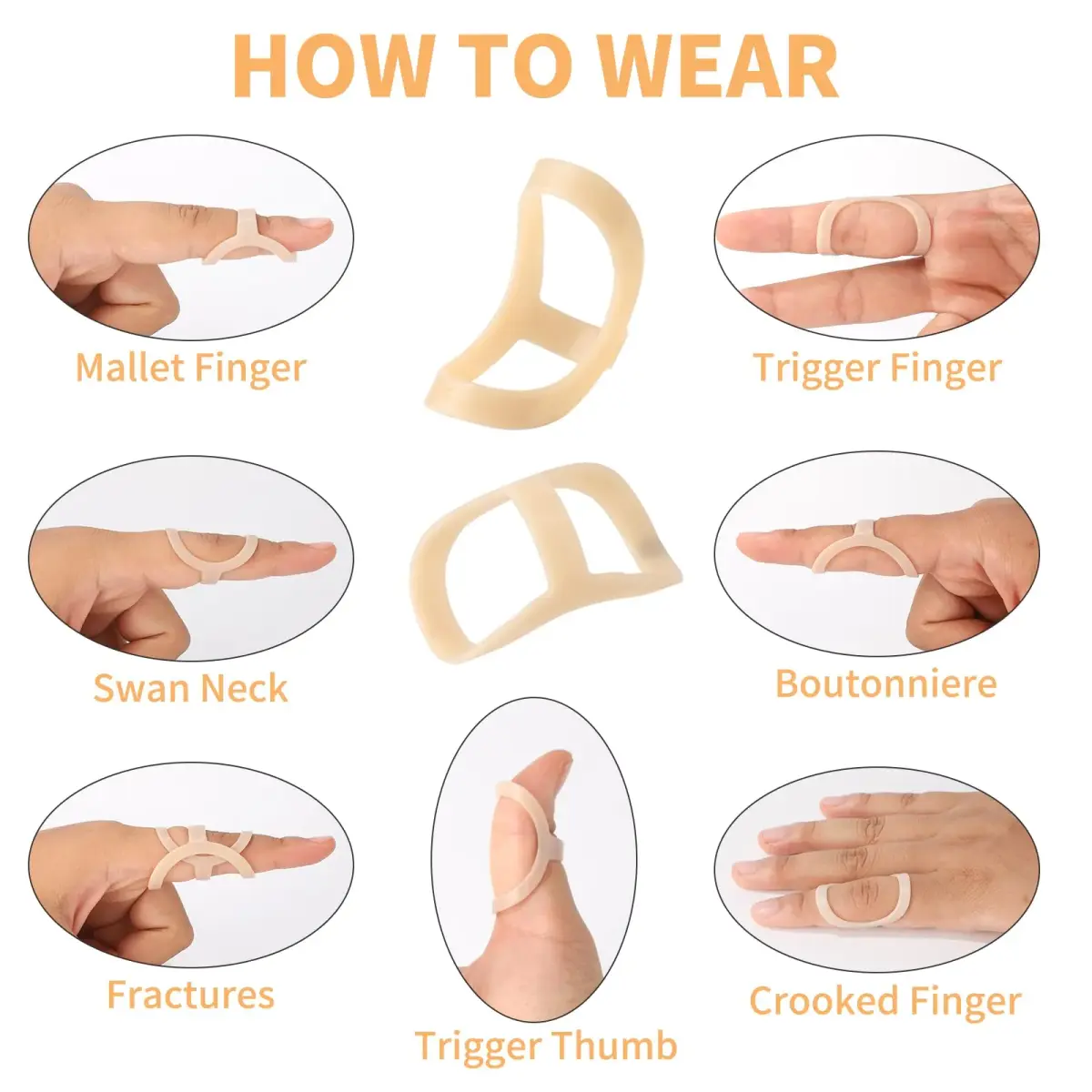 CAGSIG Oval Finger Splints 5PCS Red Plastic | Mallet Finger Treatment Support - view 2