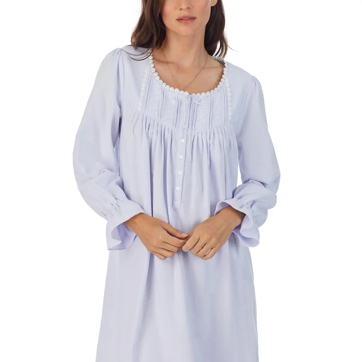 Eileen West 100% Cotton Flannel Nightgown 42" Long Sleeve | Elegant, Warm & Breathable - view 2