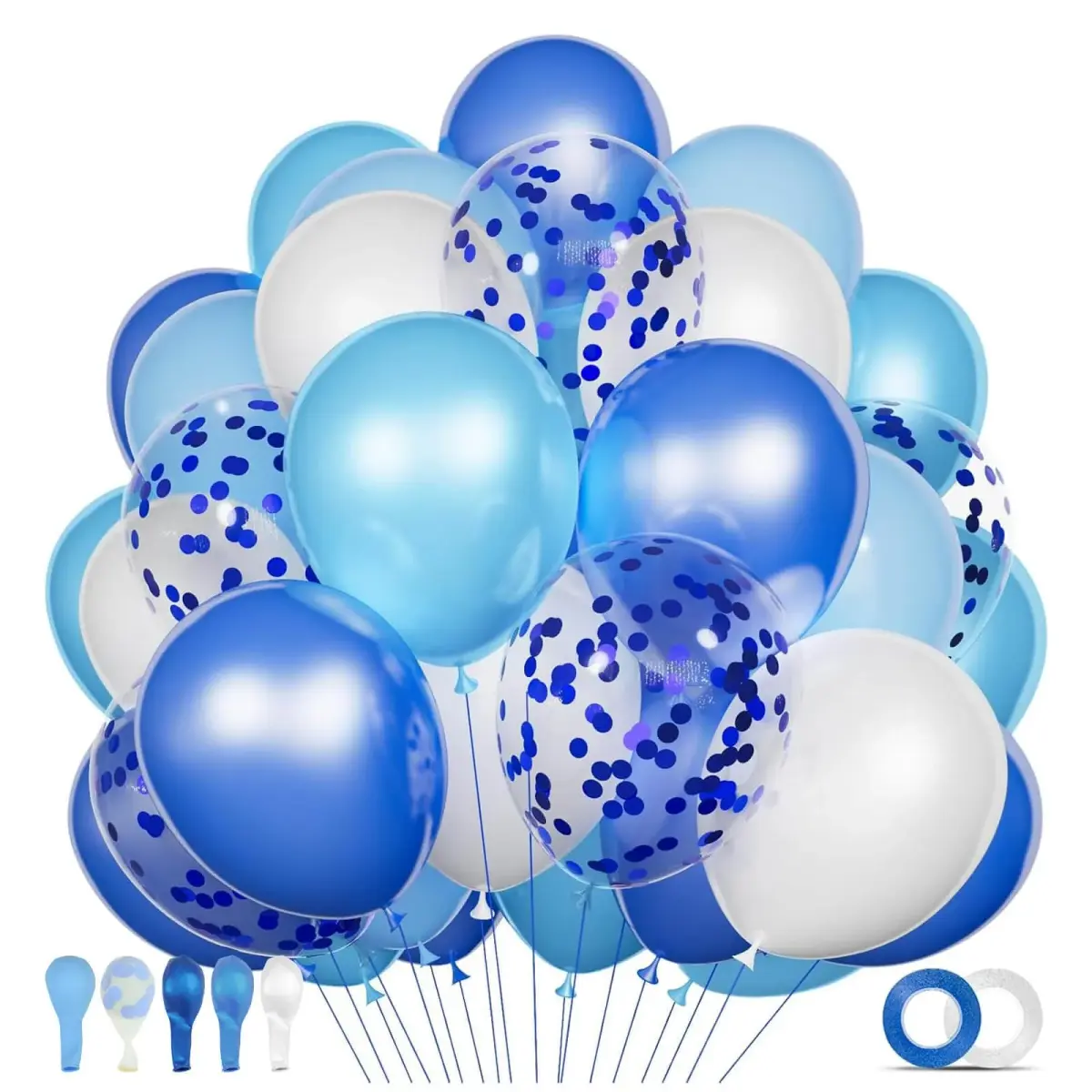 KUULBELA 68Pcs Blue and White Balloons Kit 12 Inch | Assorted Colors Balloon Value Pack - main product image