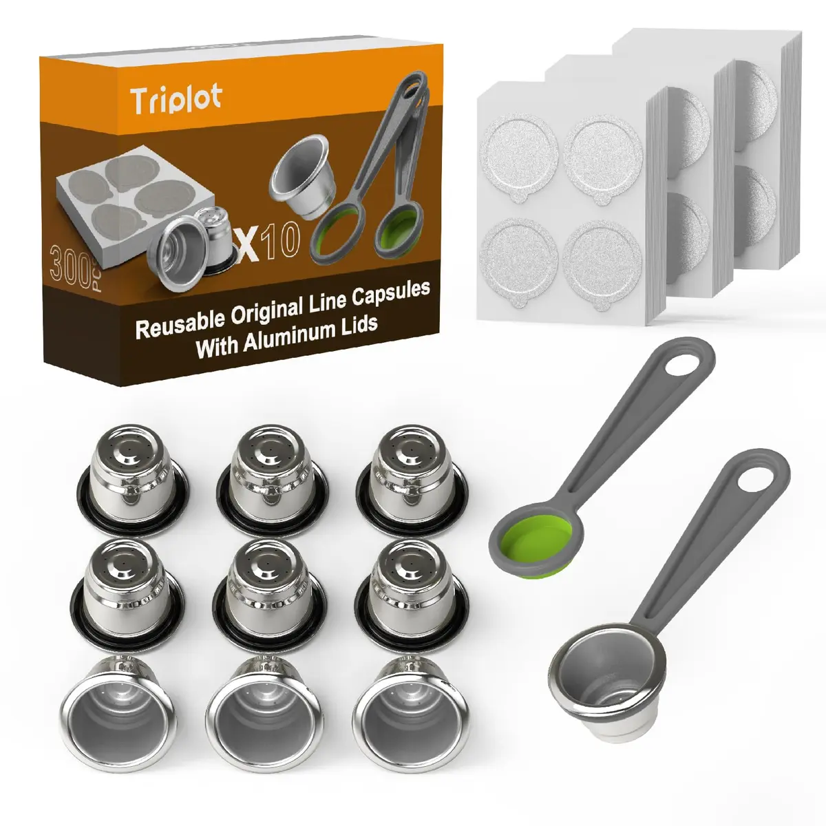 Triplot Reusable Coffee Capsules for Nespresso OriginalLine | Compatible with Most Models, Eco-Friendly (70-120 chars) - main product image