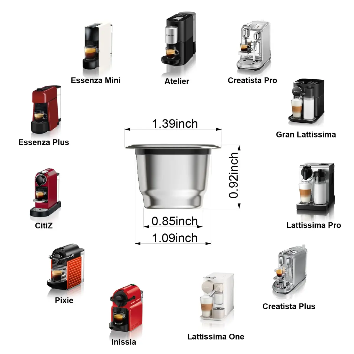 Triplot Reusable Coffee Capsules for Nespresso OriginalLine | Compatible with Most Models, Eco-Friendly (70-120 chars) - view 6