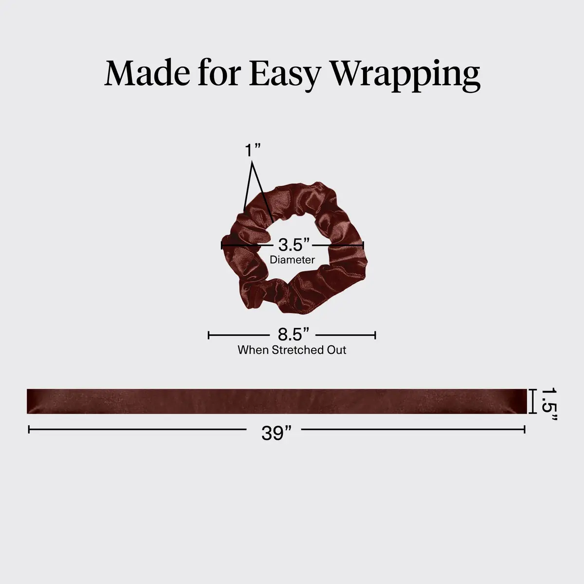 Kitsch Satin Heatless Curls Overnight Set - Chocolate | 34" Rod & 2 Scrunchies - view 5
