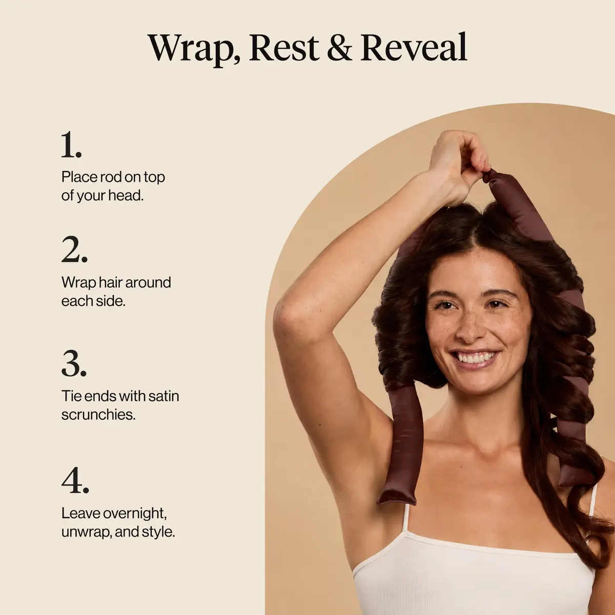Kitsch Satin Heatless Curls Overnight Set - Chocolate | 34" Rod & 2 Scrunchies - view 8