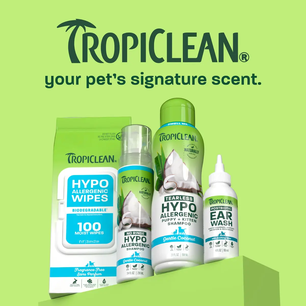 TropiClean Hypoallergenic Dog Wipes, Unscented, 100ct, 4 Pack | Fragrance-Free Grooming Wipes for Sensitive Skin - view 7