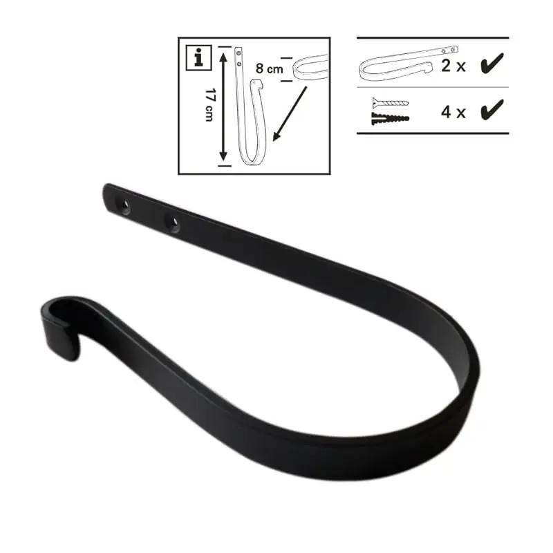 Refila Black Curtain Swag Holder Set of 2 | Wall Mounted Metal Drapery Tiebacks with Screws - view 6