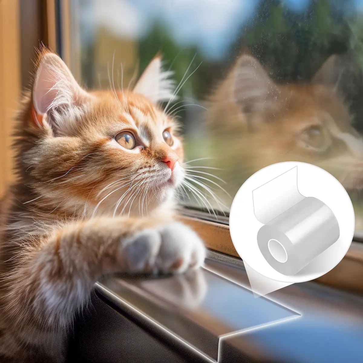 Loiion Clear Pet Door Protector from Dog Scratching 4in x 32.8ft | Transparent Vinyl Scratch Guard for Cats & Dogs - main product image