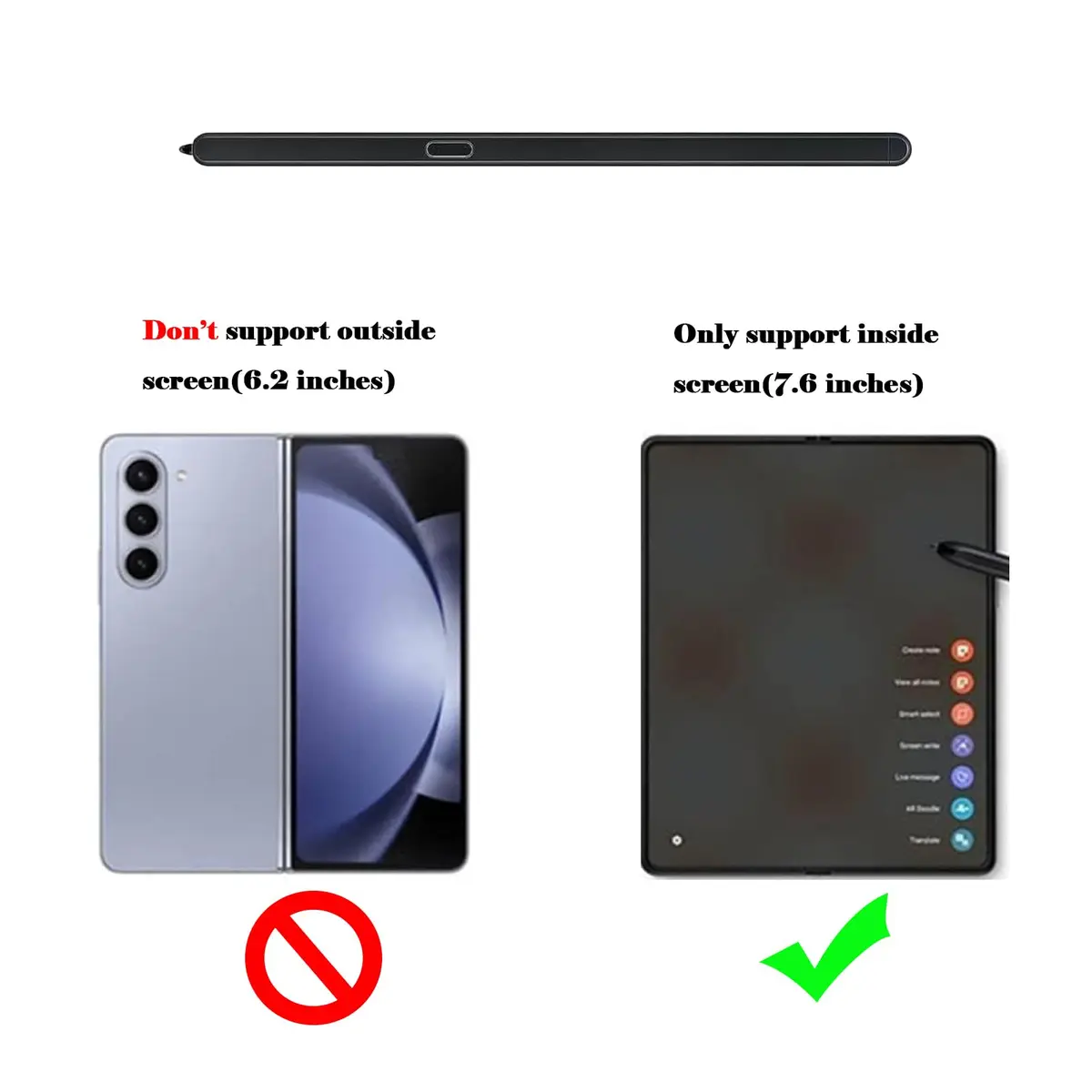 Alovexiong Galaxy Z Fold 6/5 S Pen Fold Edition Replacement Stylus Pen Black | Tilt Sensitive, 4096 Pressure Levels - view 4