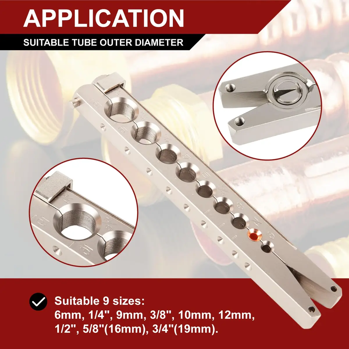 Wostore Manual & Electric Eccentric Flaring Tool 6mm-3/4 | 9 Dies for Brake Tubing - view 5
