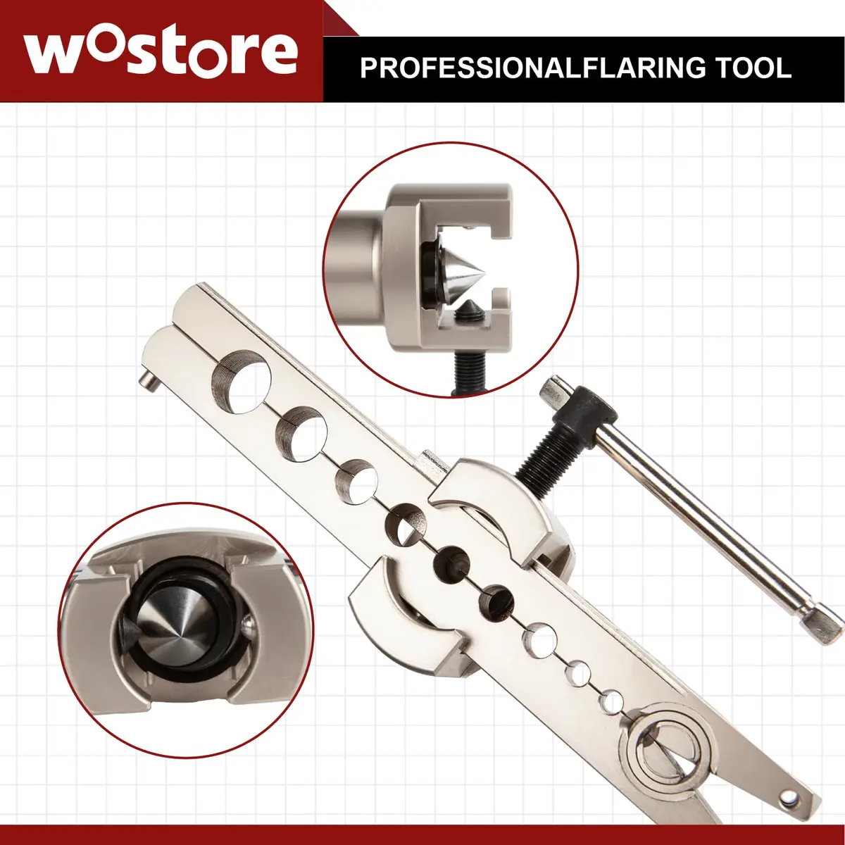 Wostore Manual & Electric Eccentric Flaring Tool 6mm-3/4 | 9 Dies for Brake Tubing - view 7