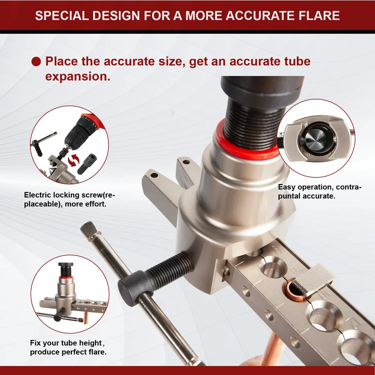 Wostore Manual & Electric Eccentric Flaring Tool 6mm-3/4 | 9 Dies for Brake Tubing - view 3