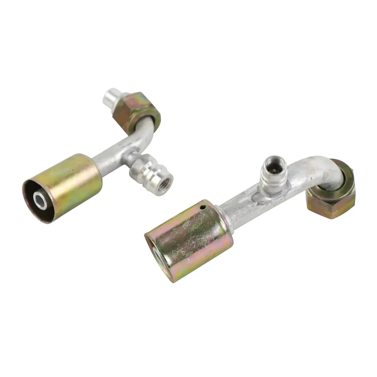 Wisepick AC Fitting Set #8 and #10 Female Beadlock 90° | R134a Pressure Valve, Aluminum, Zinc Finish - view 3