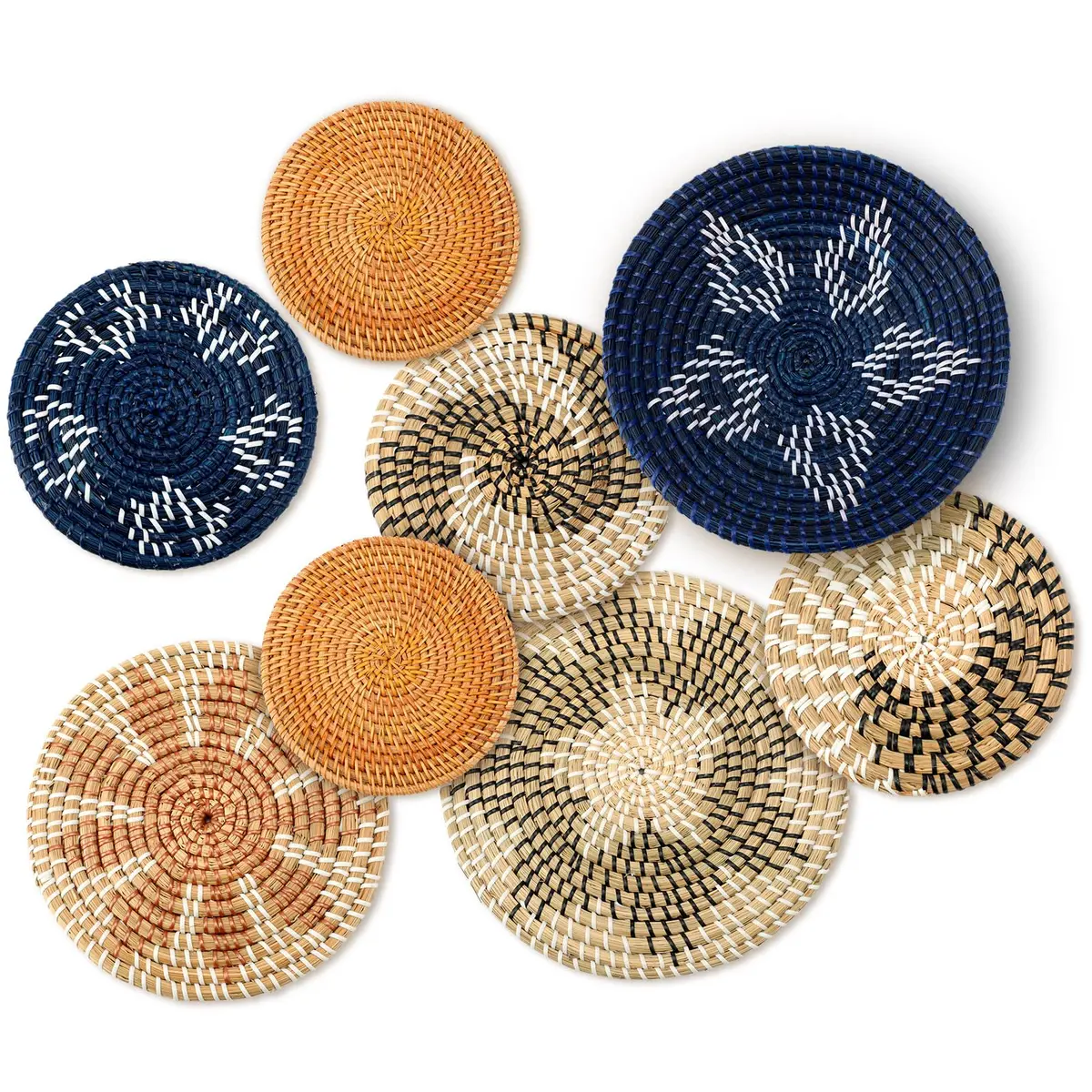 Xuhal 8 Pcs Boho Wall Basket Decor 7.8 X 11.8 Inches | Rustic Farmhouse Summer Decorations - main product image