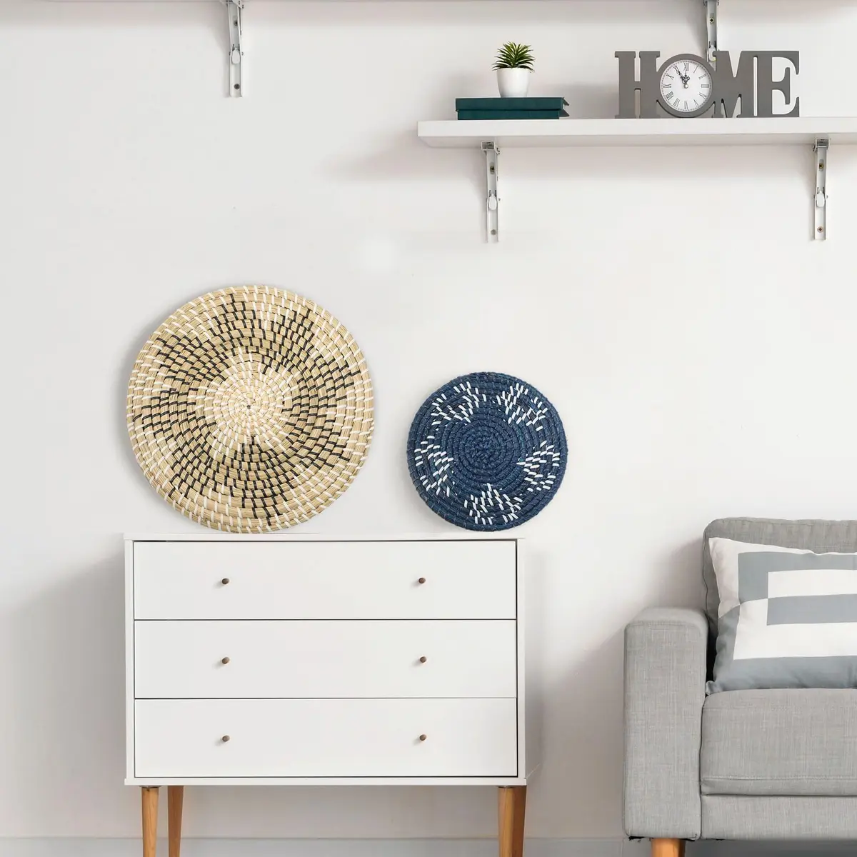 Xuhal 8 Pcs Boho Wall Basket Decor 7.8 X 11.8 Inches | Rustic Farmhouse Summer Decorations - view 6