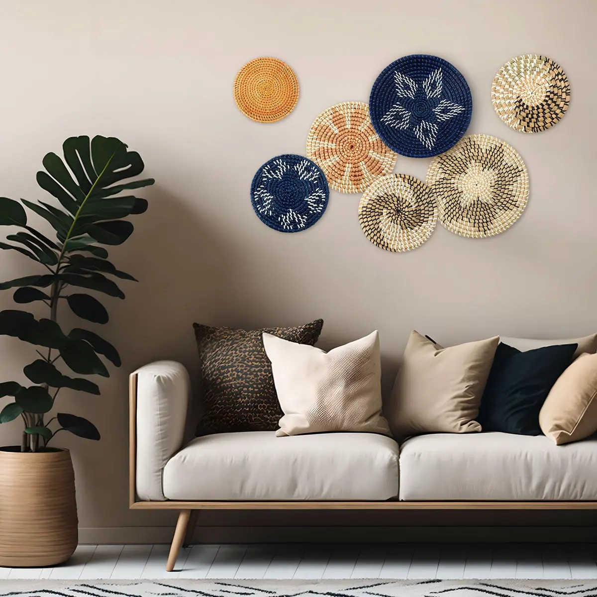 Xuhal 8 Pcs Boho Wall Basket Decor 7.8 X 11.8 Inches | Rustic Farmhouse Summer Decorations - view 2