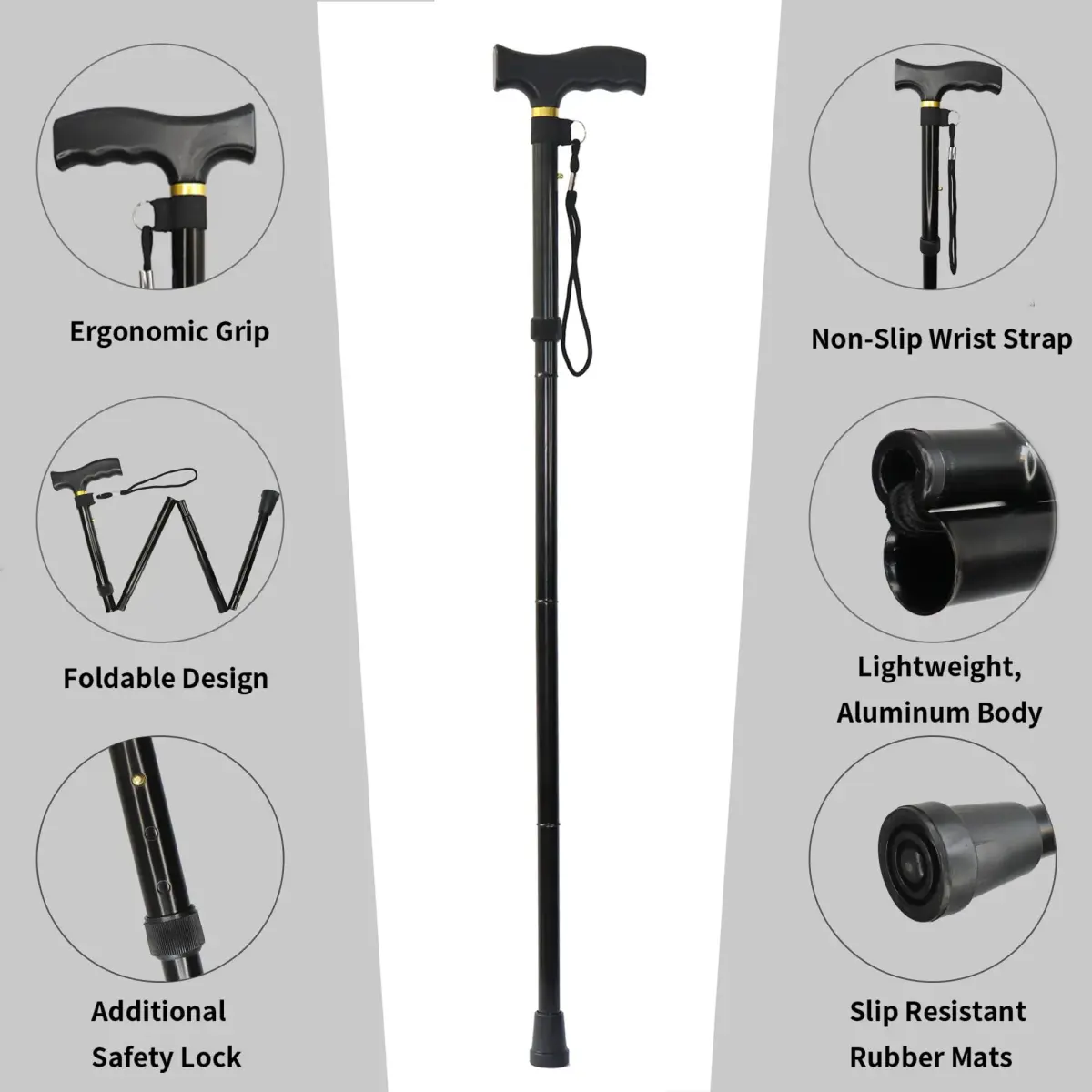 CLOKTA Folding Cane with Floral Pattern, 33-37 inch Adjustable Height | Lightweight Aluminum Mobility Aid - view 5