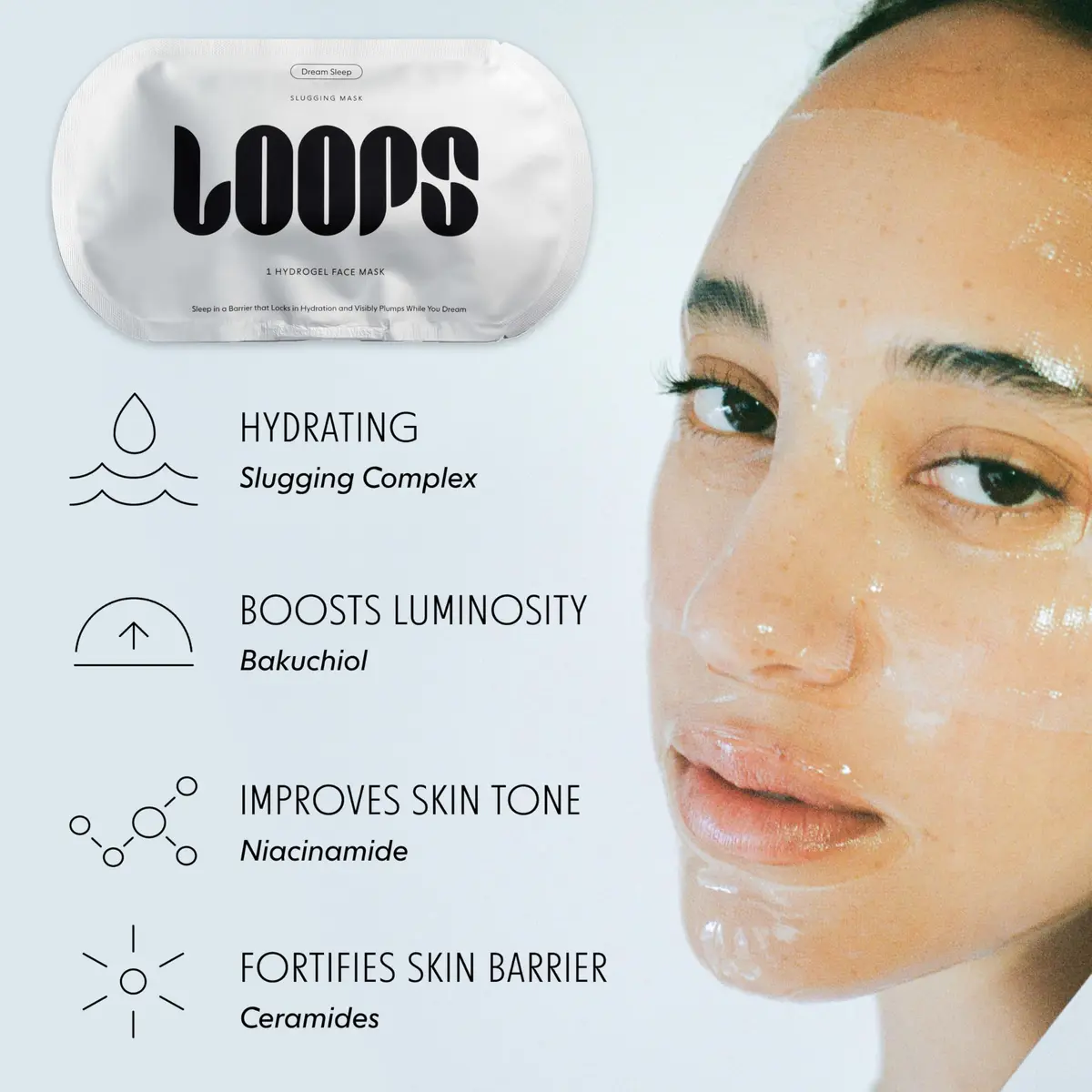 LOOPS Dream Sleep Nighttime Hydrogel Face Mask 5pc | Deep Hydration & Glow - view 2