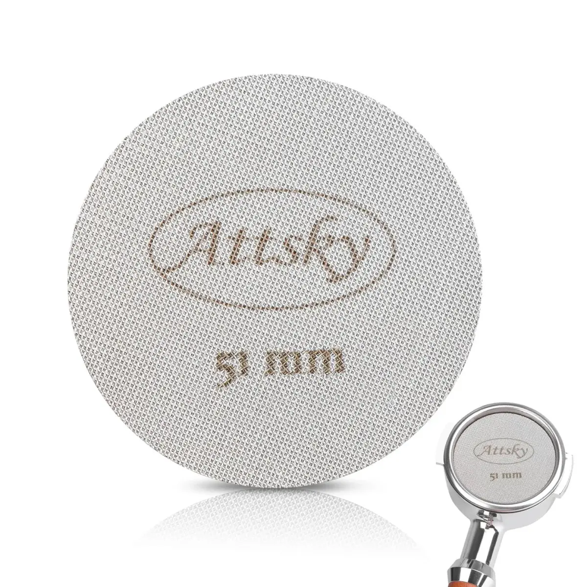 Attsky 51mm Espresso Puck Screen for Portafilter | 316 Stainless Steel, 1.7mm Thick, 150μm Mesh - main product image