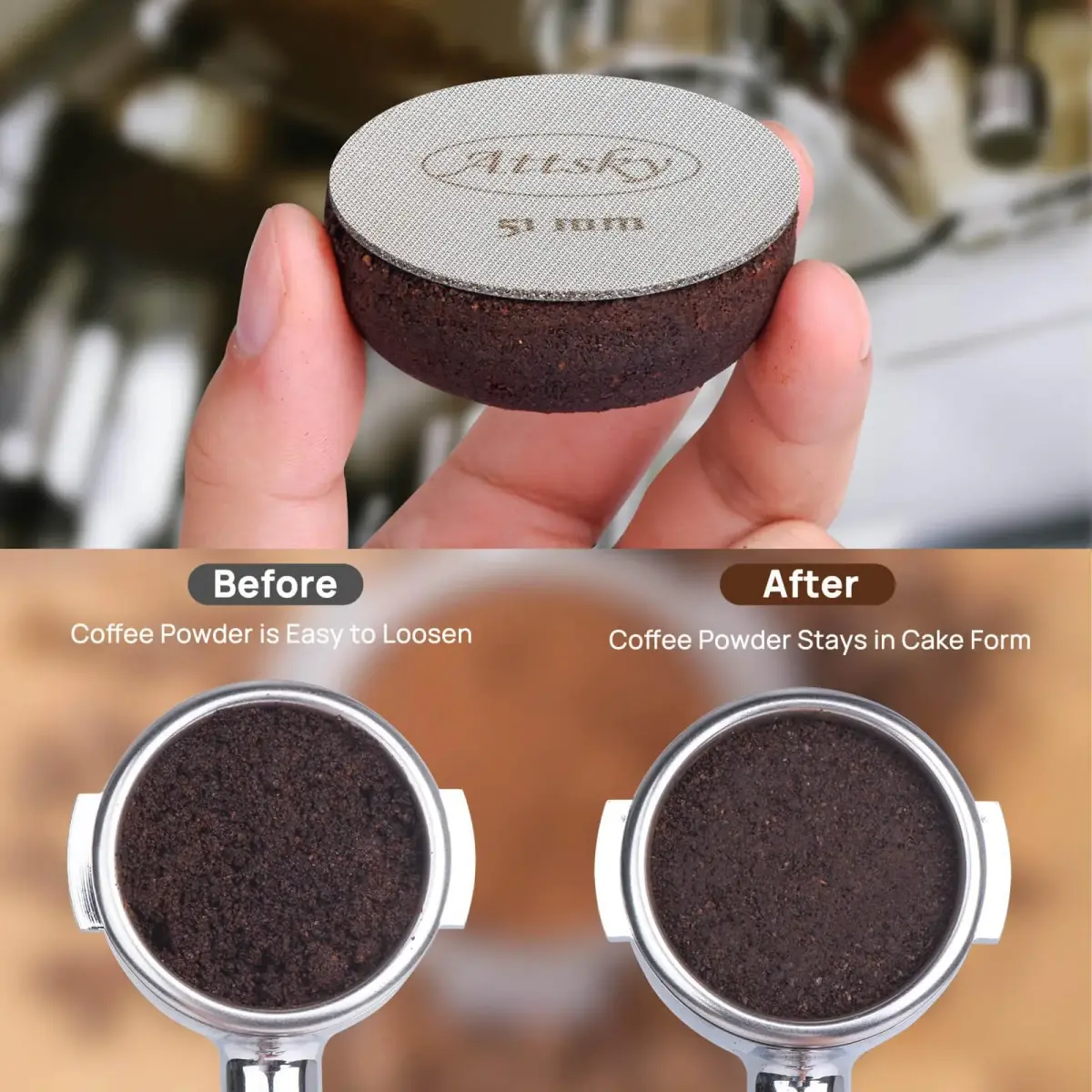 Attsky 51mm Espresso Puck Screen for Portafilter | 316 Stainless Steel, 1.7mm Thick, 150μm Mesh - view 4