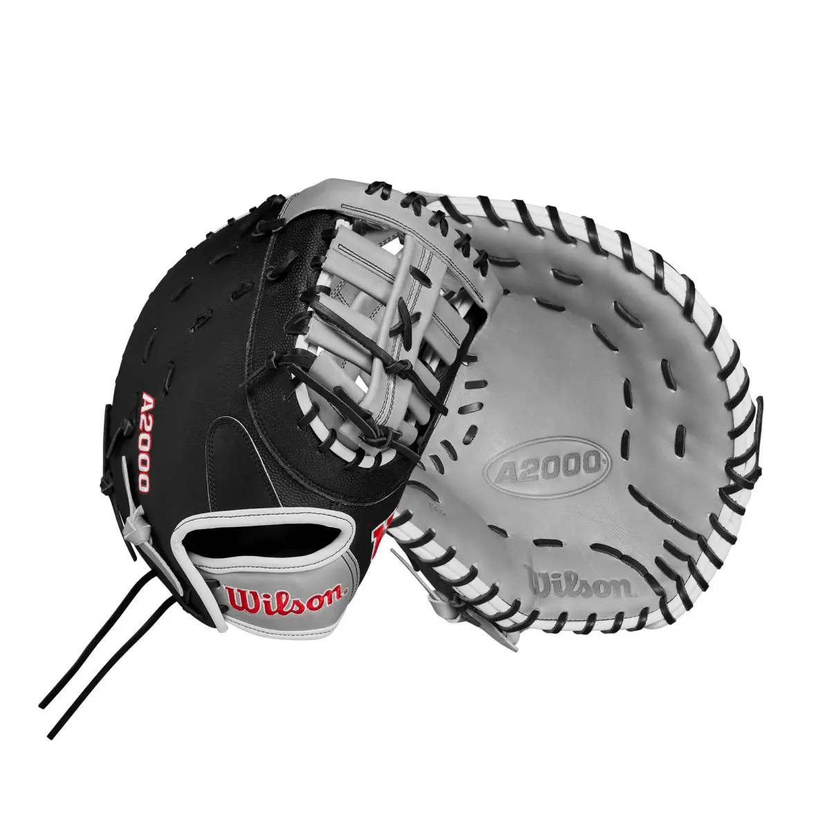 Wilson 2024 A2000 1620 12.5” Fastpitch First Base Mitt | Left Hand Throw, Black/Grey/Red - main product image