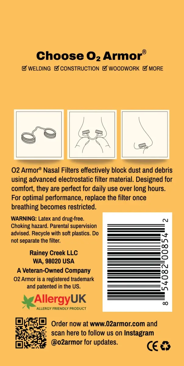 O2 Armor Nose Filters for Welding, Dust & Allergies X-Small (50 Pack) | Discreet Nasal Filters for Cleaner Breathing - view 6