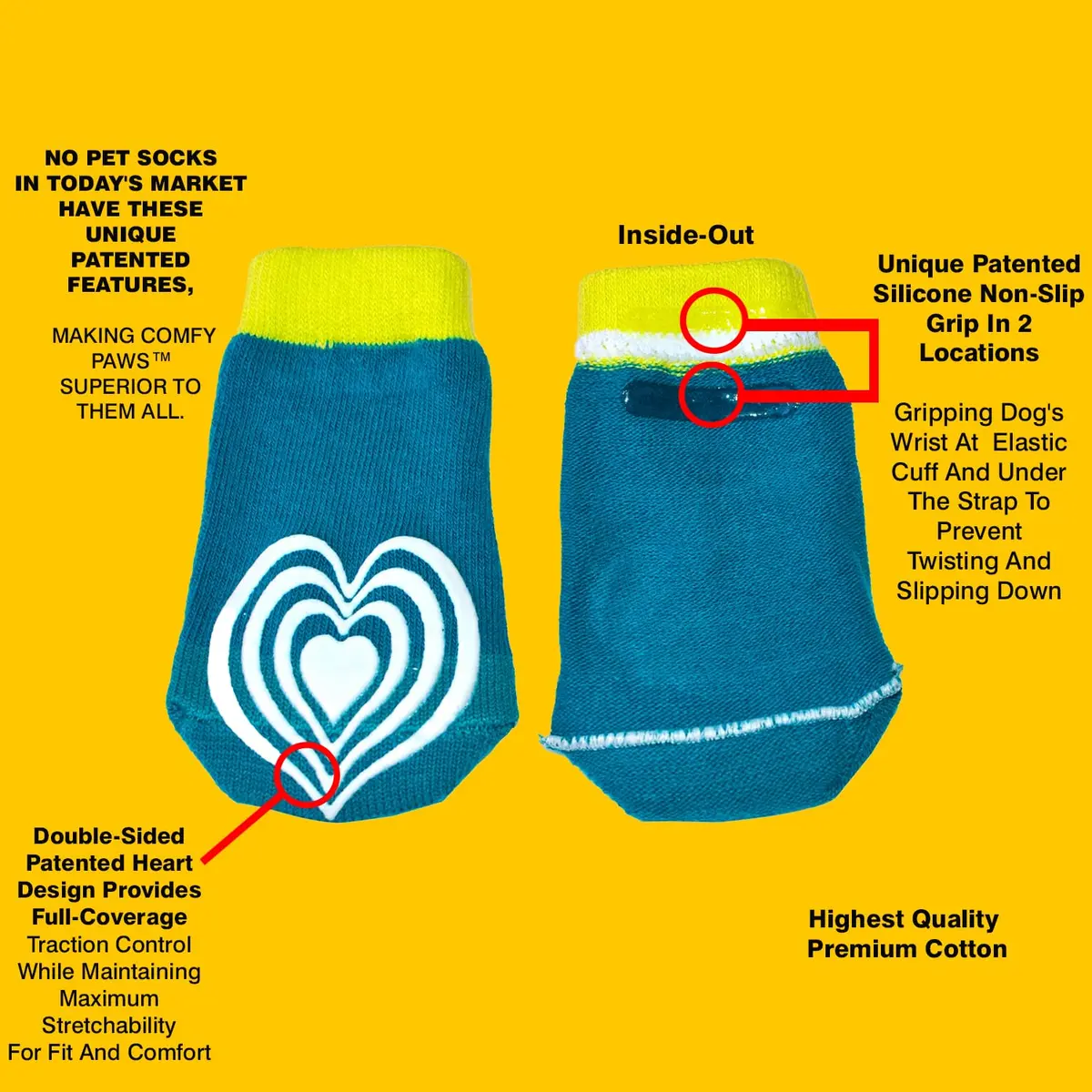 PawFlex Comfy Pawz Dog Socks | Non-Slip Cotton Traction Control for Senior & Disabled Dogs - view 4