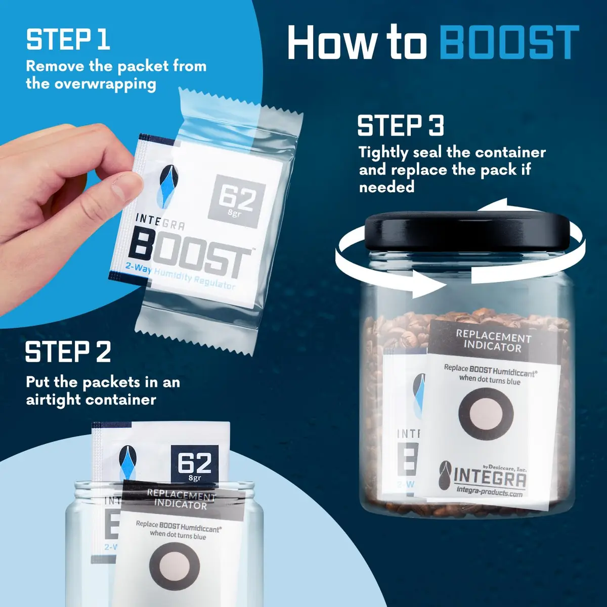 Integra Boost 62% RH 2-Way Humidity Control Packs 8g (0.28 oz) | Pack of 20 - view 5