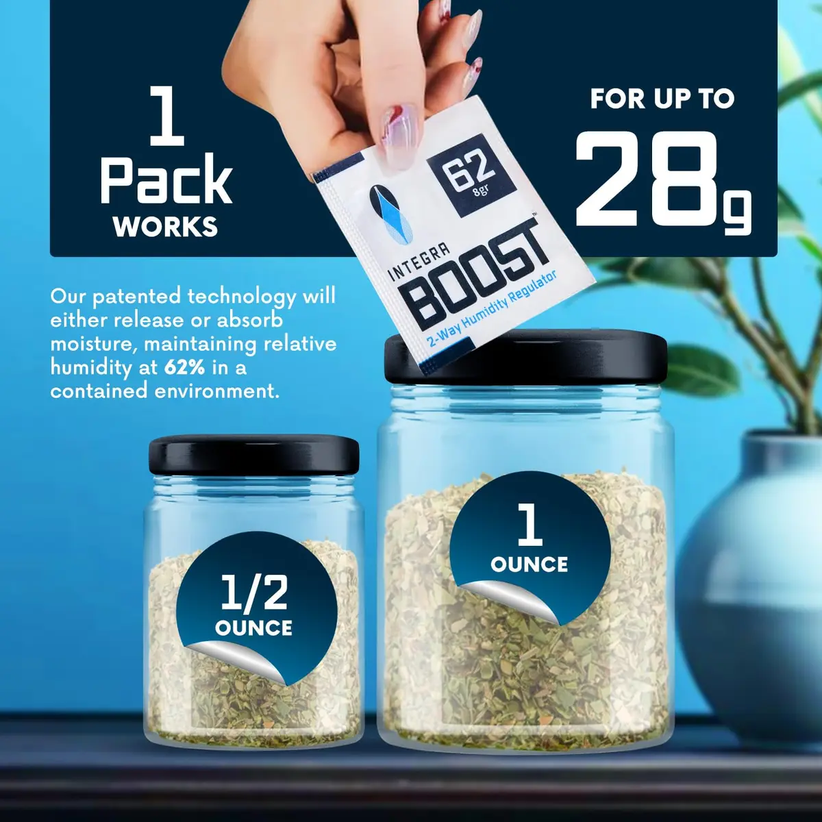 Integra Boost 62% RH 2-Way Humidity Control Packs 8g (0.28 oz) | Pack of 20 - view 3
