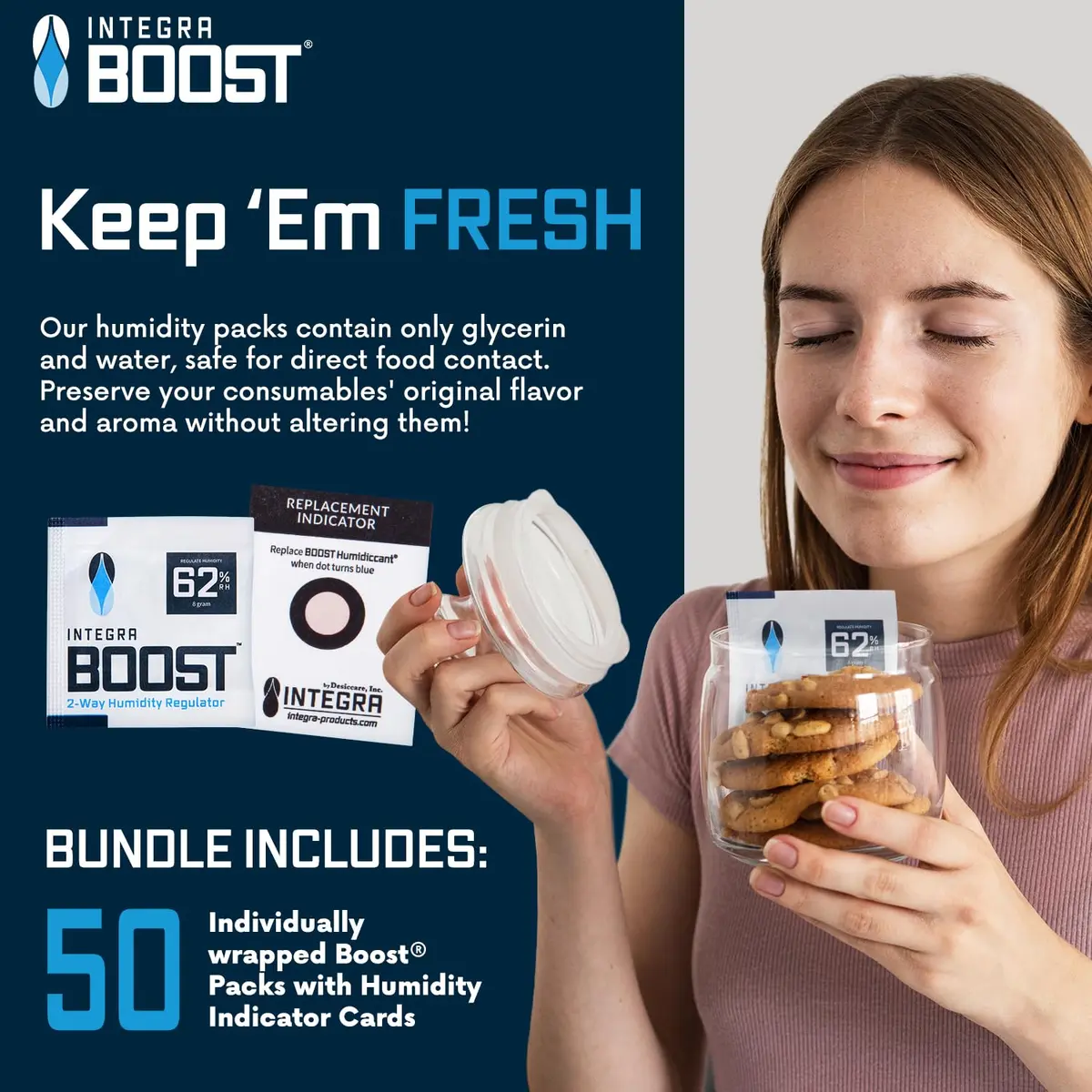 Integra Boost 62% RH Humidity Control Packs 8g (0.28 oz) — Pack of 50 | Preserves Flavor & Aroma - view 7