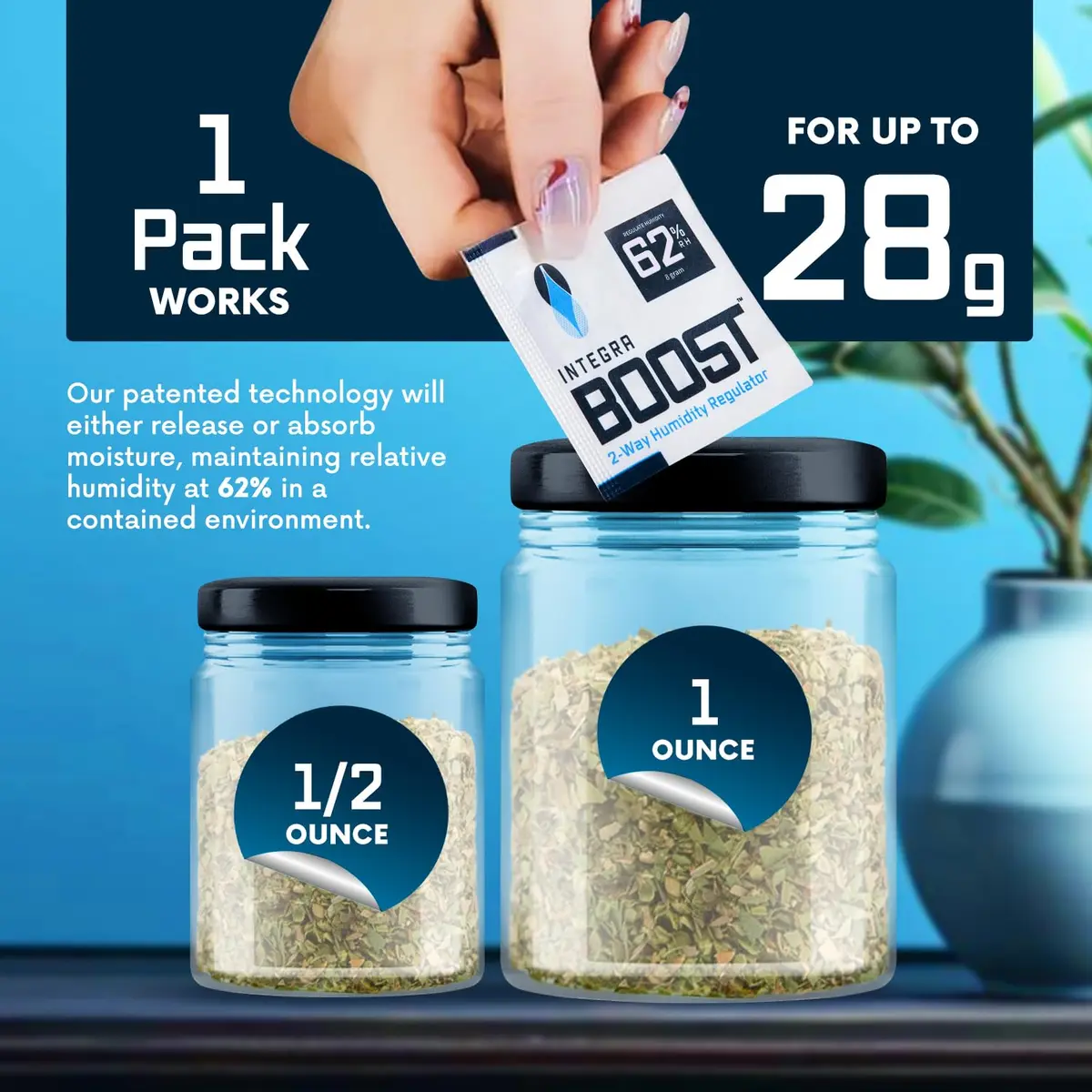 Integra Boost 62% RH Humidity Control Packs 8g (0.28 oz) — Pack of 50 | Preserves Flavor & Aroma - view 3