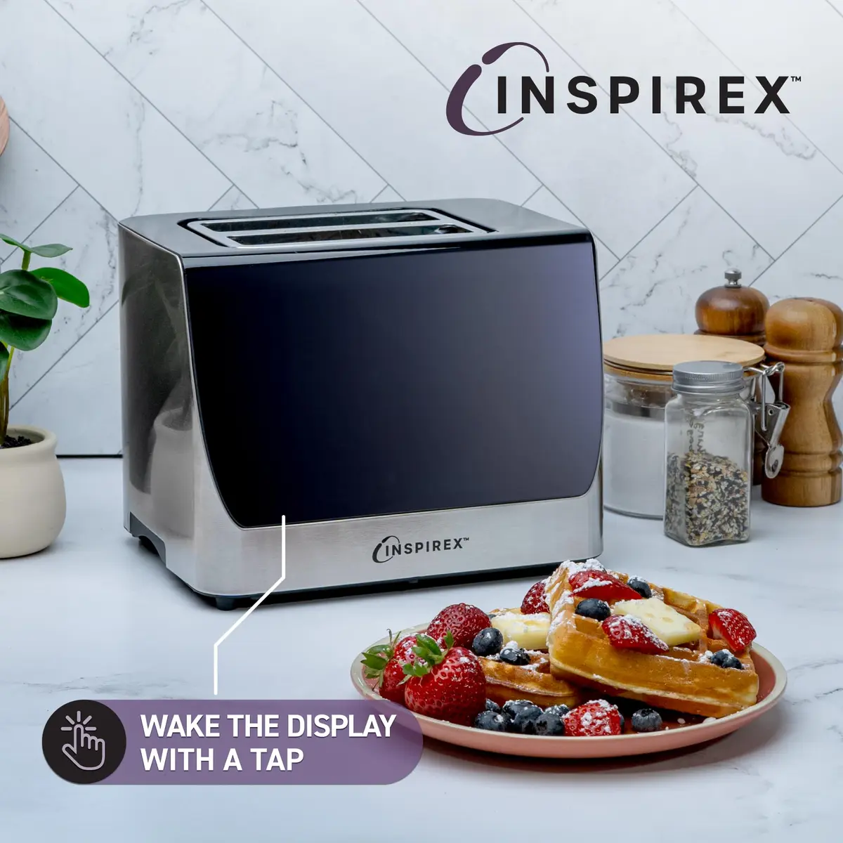 Nostalgia Inspirex Touch Screen Toaster 2 Slice | Modern Stainless Steel Kitchen Appliance - view 7