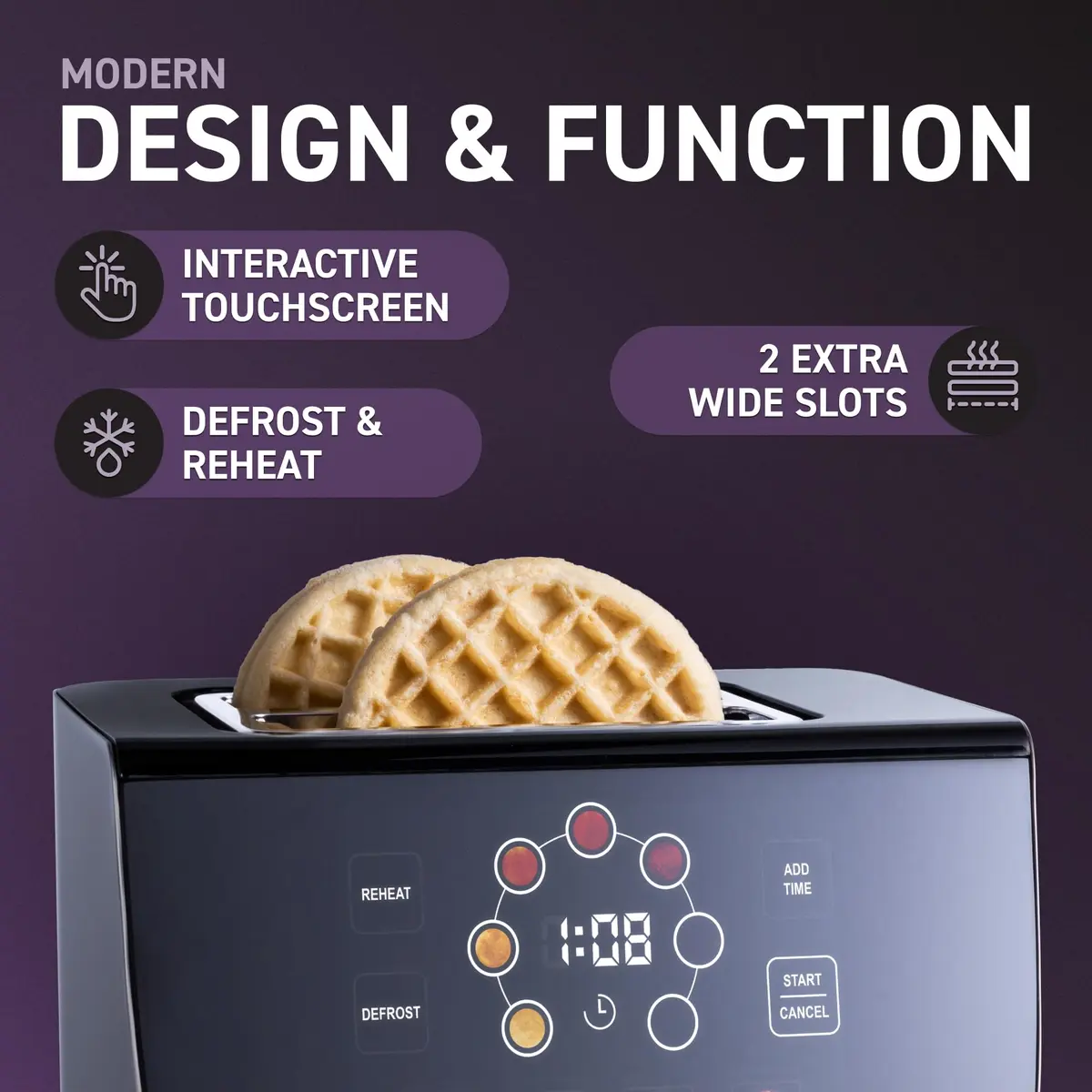 Nostalgia Inspirex Touch Screen Toaster 2 Slice | Modern Stainless Steel Kitchen Appliance - view 4