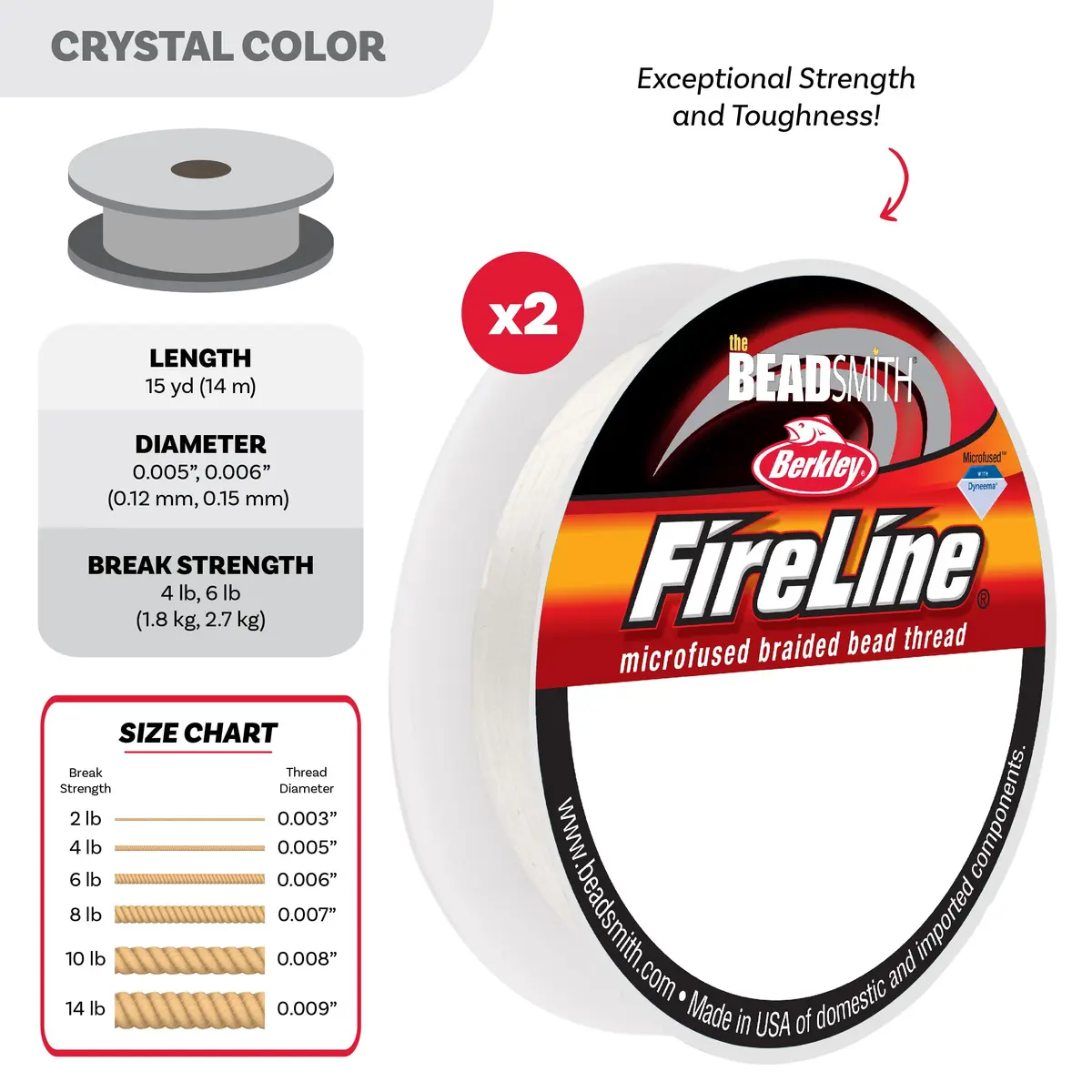 The Beadsmith Fireline Micro-Fused Braided Thread 15 yards | Strong, USA-made beading thread for jewelry making - view 4