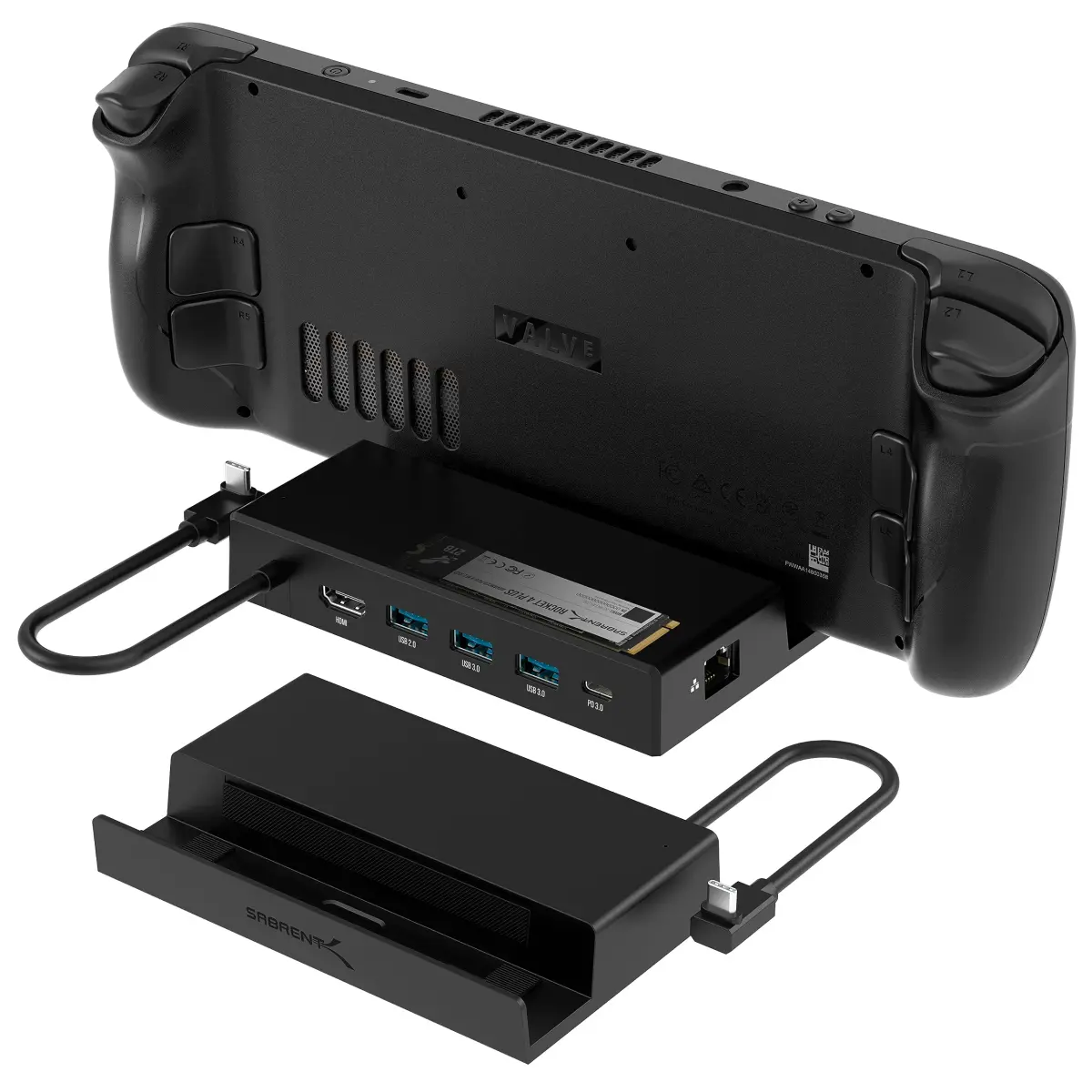 SABRENT 7-in-1 Steam Deck Dock, M.2 SSD, 4K HDMI, Ethernet (DS-SDNV) | 1000Mbps Ethernet, 4K@60Hz HDMI, 90W PD - main product image
