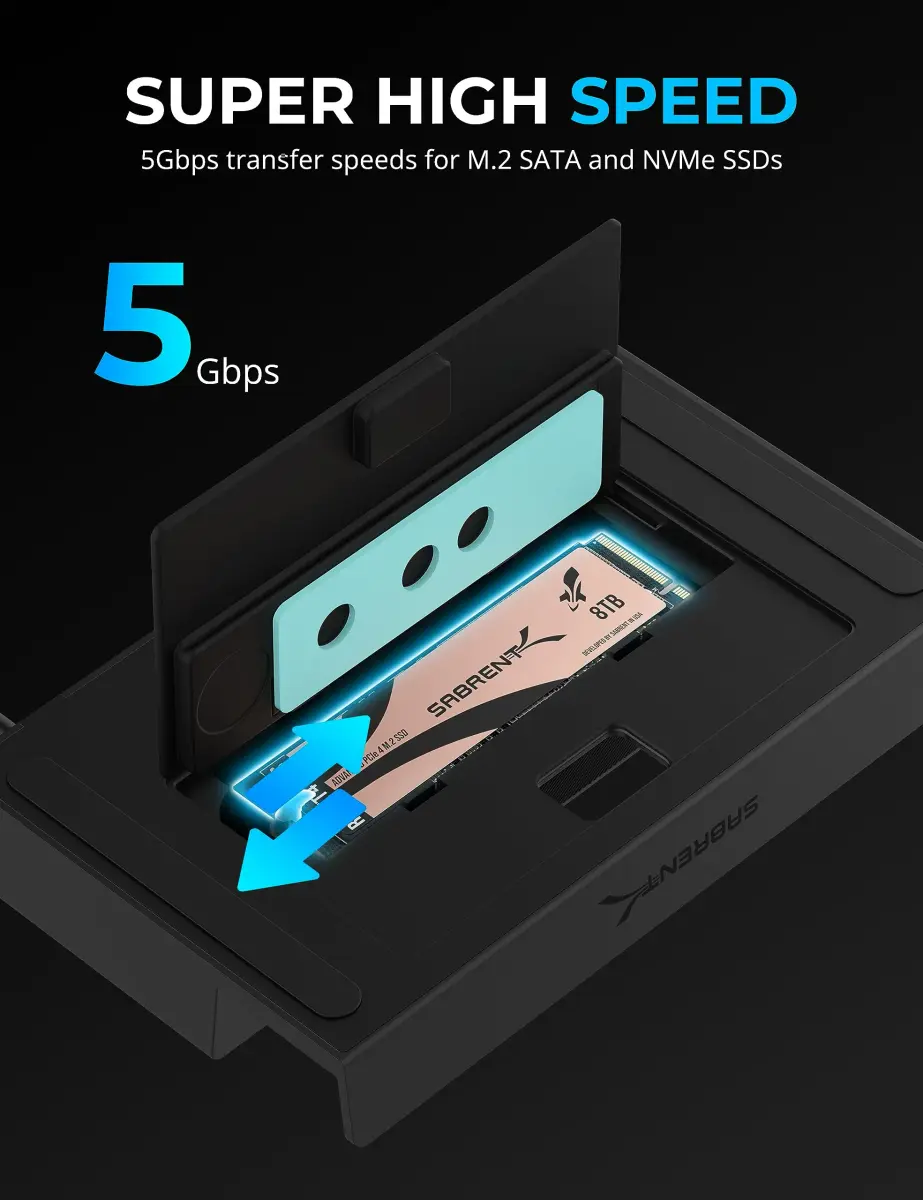 SABRENT 7-in-1 Steam Deck Dock, M.2 SSD, 4K HDMI, Ethernet (DS-SDNV) | 1000Mbps Ethernet, 4K@60Hz HDMI, 90W PD - view 2