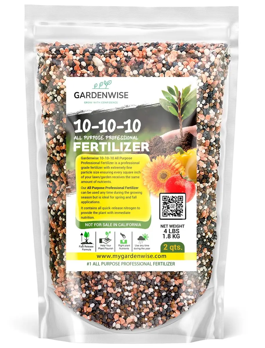 GARDENWISE 10-10-10 Plant Fertilizer 2 QUARTS | All-Purpose Granular Garden Fertilizer for Vegetables, Tomatoes, Roses, Trees - main product image