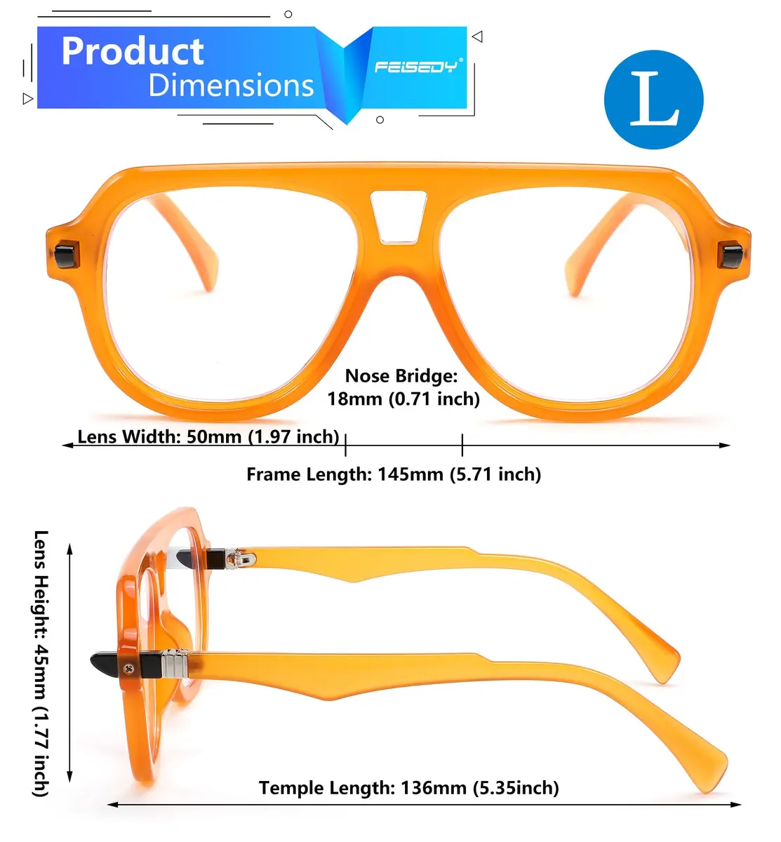 FEISEDY Aviator Frame Glasses for Women Men Blue Light Blocking Glasses Anti Glare Computer Eyeglasses - view 8