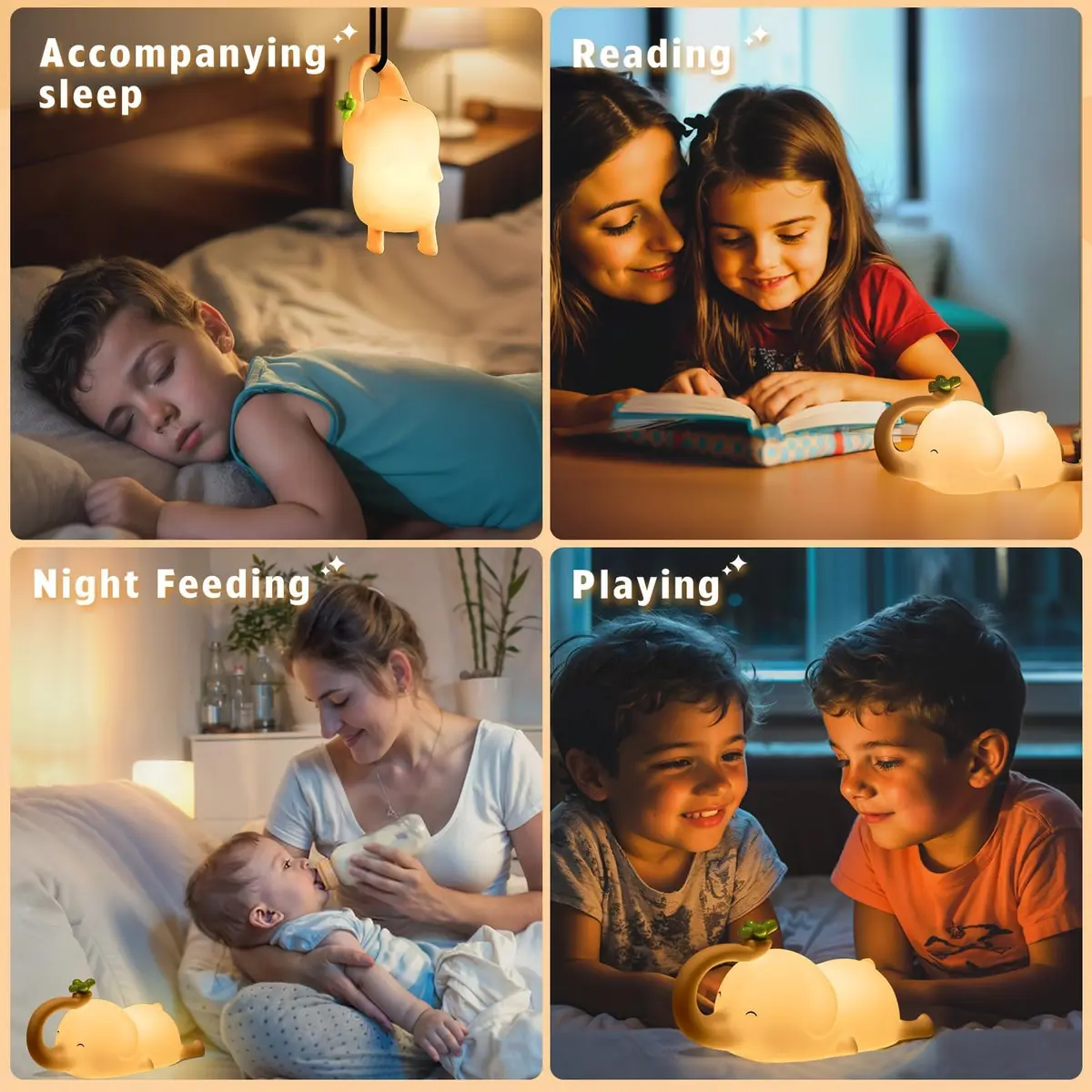 MAGOHMT Silicone Elephant Night Light for Kids | 3-Level Dimmable & Rechargeable Night Lamp - view 8