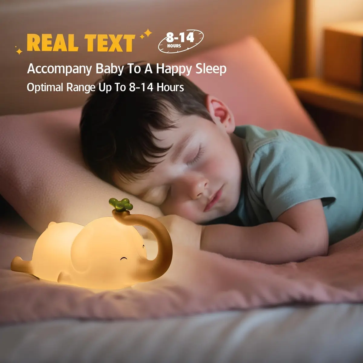 MAGOHMT Silicone Elephant Night Light for Kids | 3-Level Dimmable & Rechargeable Night Lamp - view 2