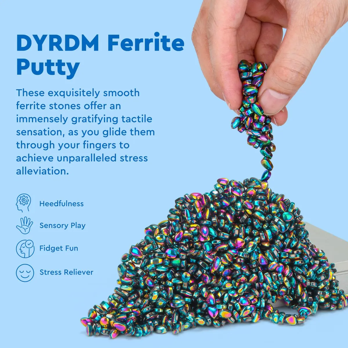 DYRDM Ferrite Putty 1000+ Colorful Stones, Desk Accessory for Adults | Non-Toxic, BPA-Free, ASTM-Tested - view 2