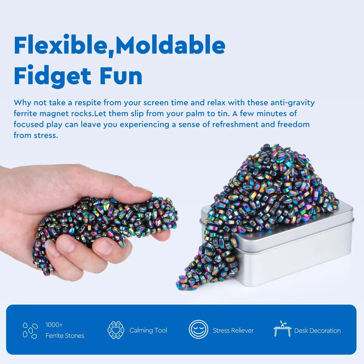 DYRDM Ferrite Putty 1000+ Colorful Stones, Desk Accessory for Adults | Non-Toxic, BPA-Free, ASTM-Tested - view 3