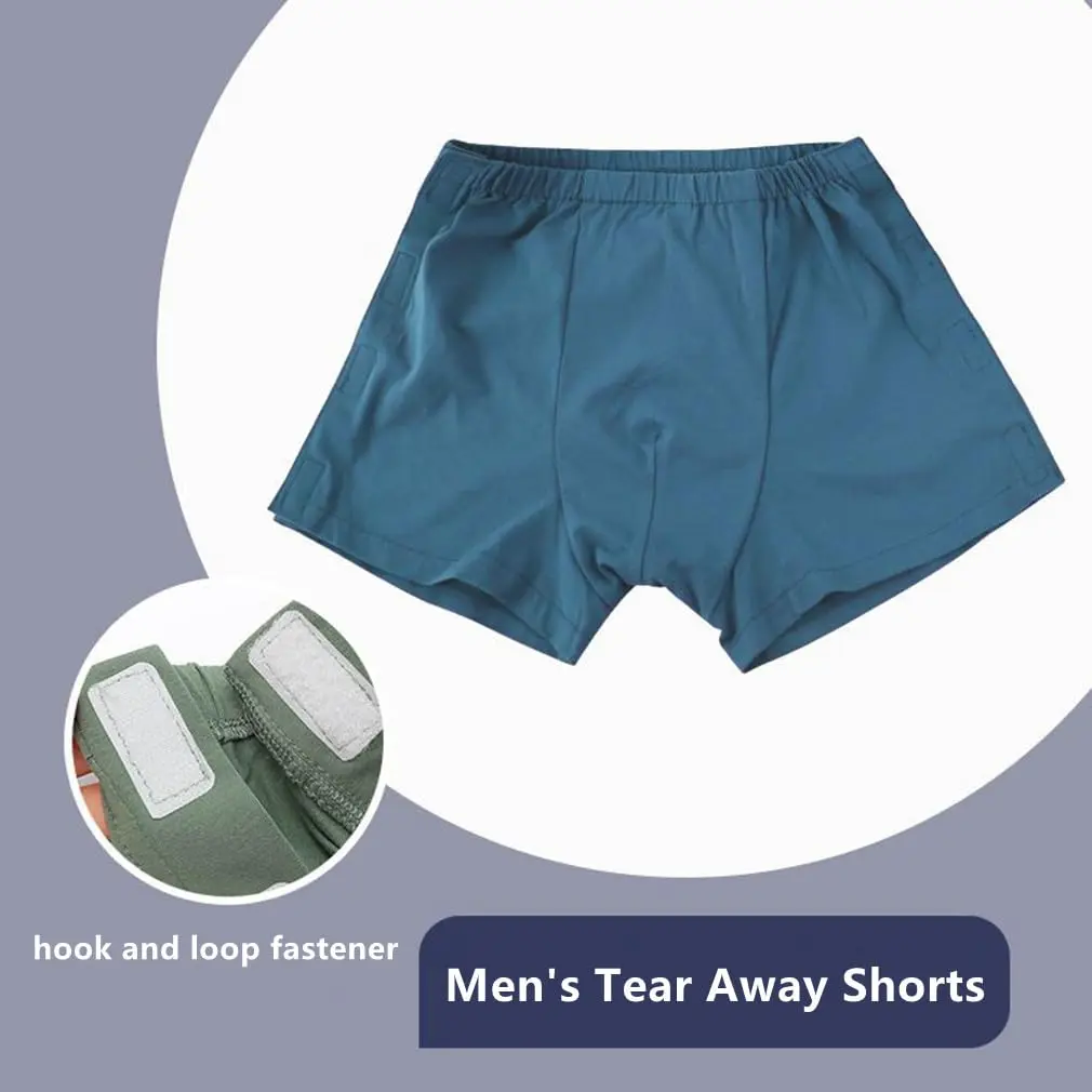 HKSICHENGKEJI Tear Away Shorts for Men | Post Surgery Athletic Cotton Boxer Briefs (27.5-39.3in Waist) - view 2