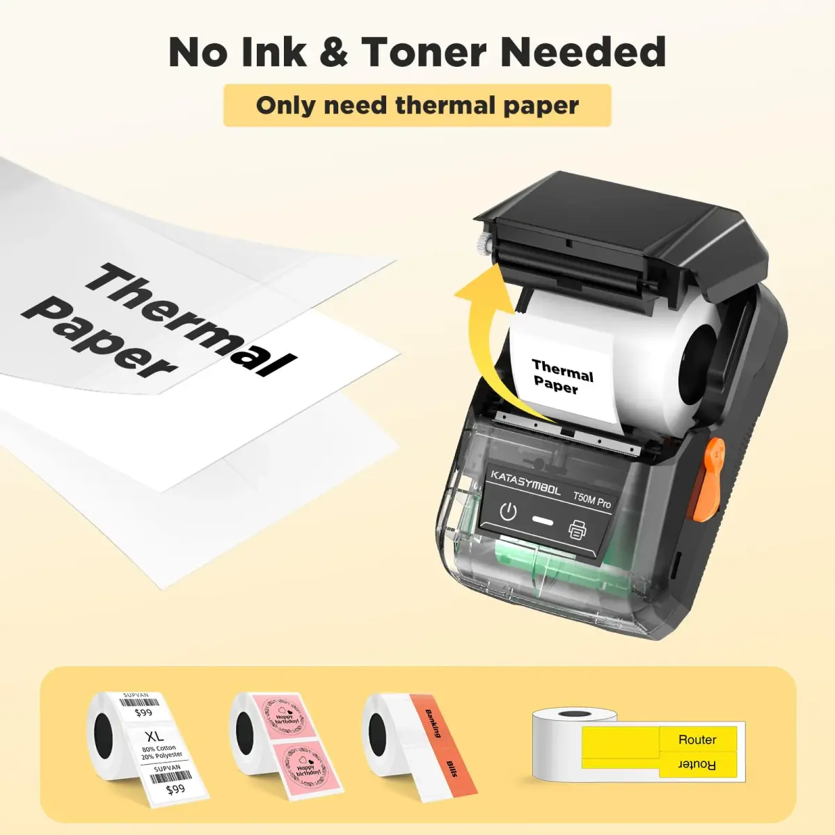 SUPVAN T50M Pro Bluetooth Label Maker Machine with 3 Tapes, Portable, 220V Compatible, USB-C, High Resolution | Best Label Printers for Indian Market - view 7