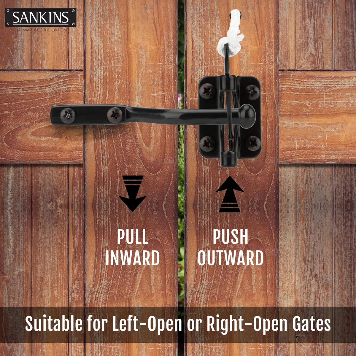 SANKINS Self Locking Gate Latch for Wooden Fence with Pull String, 2pcs | Heavy Duty Lockable Fence Hardware - view 7