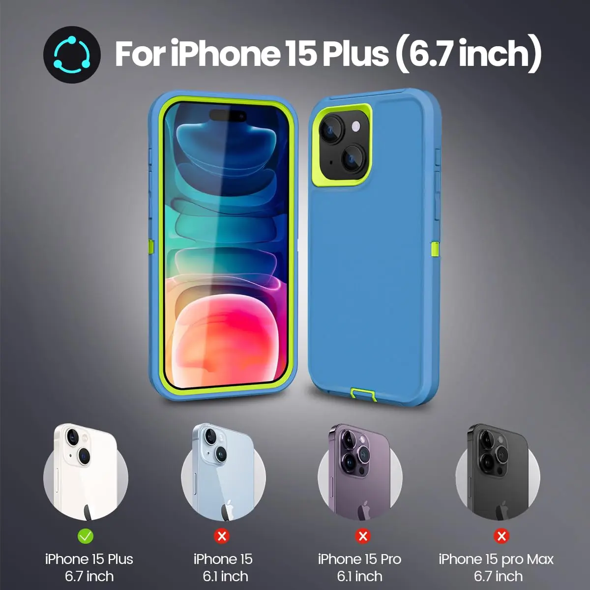 Sansunto Compatible iPhone 15 Plus & 14 Plus Case 6.7 inch | Heavy Duty Shockproof Full Body Protection - view 5