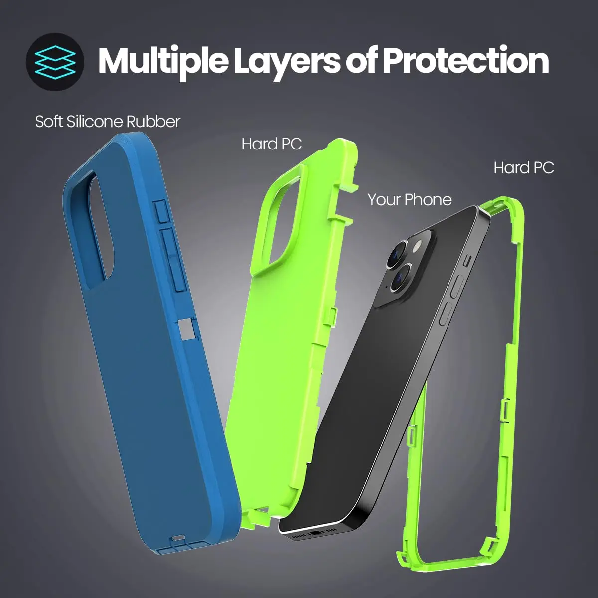 Sansunto Compatible iPhone 15 Plus & 14 Plus Case 6.7 inch | Heavy Duty Shockproof Full Body Protection - view 4