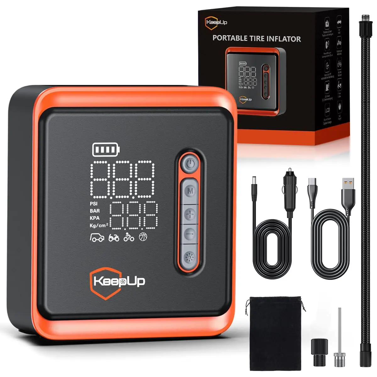 KEEPUP Portable Air Compressor 150 PSI | Cordless Tire Pump with 10000mAh Battery & Emergency Light - main product image