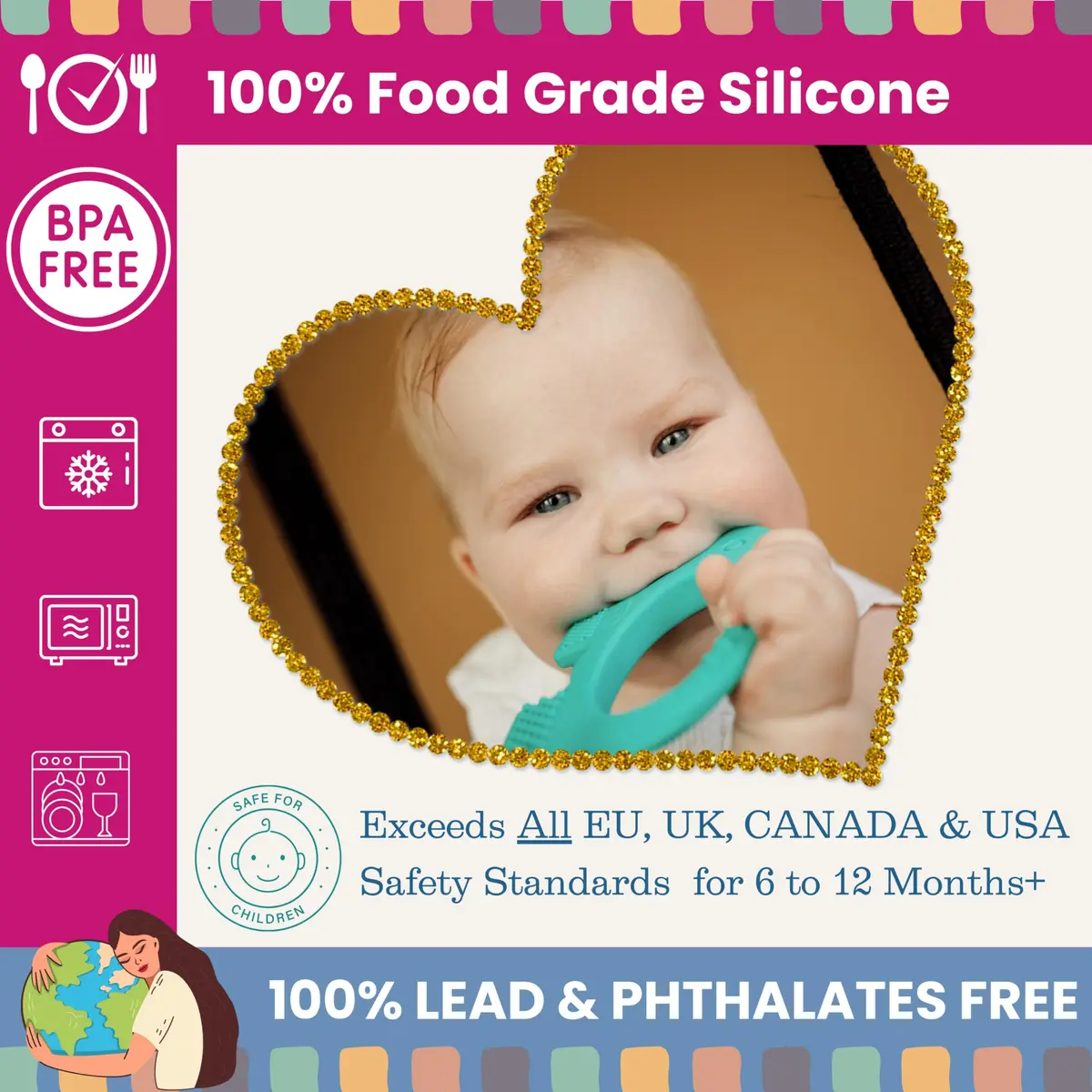 baby elefun Silicone Baby Teether Toy for 6-12 Months | 5X Pain Relief & Developmental Aid - view 4