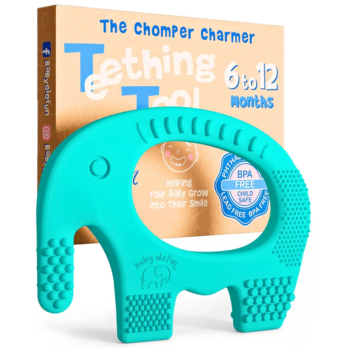 baby elefun Silicone Baby Teether Toy for 6-12 Months | 5X Pain Relief & Developmental Aid - main product image