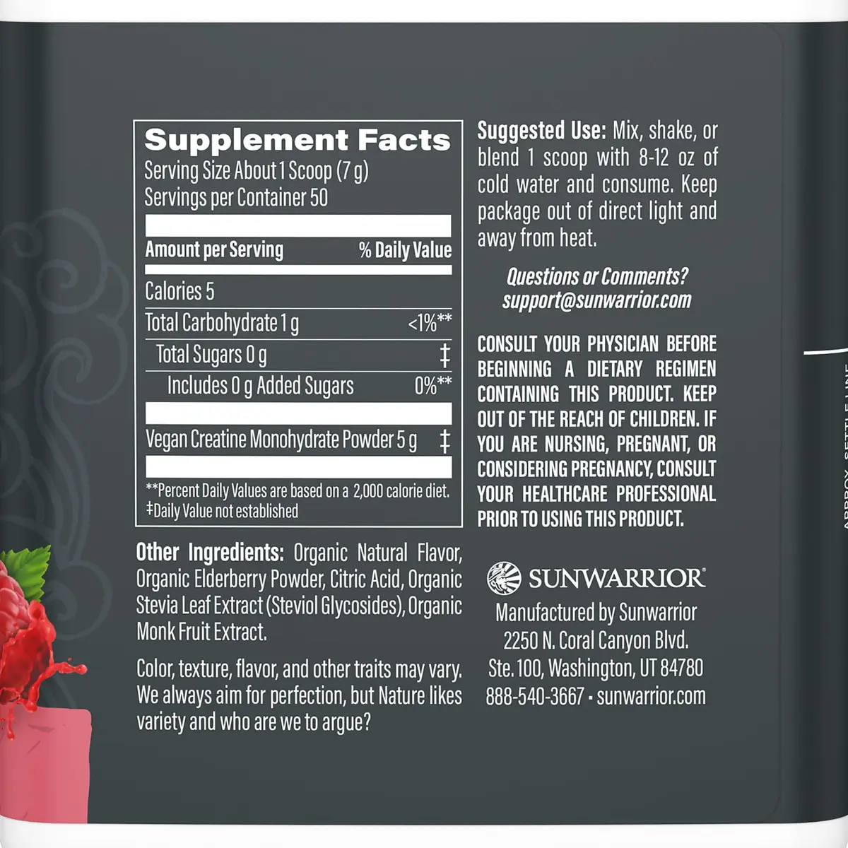 Sunwarrior Creatine Monohydrate Powder 50 Servings | Vegan & Keto Friendly | Support Muscle & Brain Function - view 2