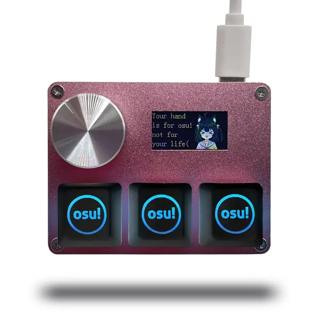 BTXETUEL SayoDevice O3C OSU Keyboard with Knob and Screen, Hall Magnetic Switches, Pink | 8000Hz Polling Rate - main product image